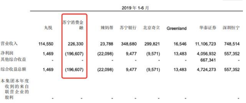 2019年上半年苏宁消费金融业绩：营收2.263亿元，净亏损1.966亿元